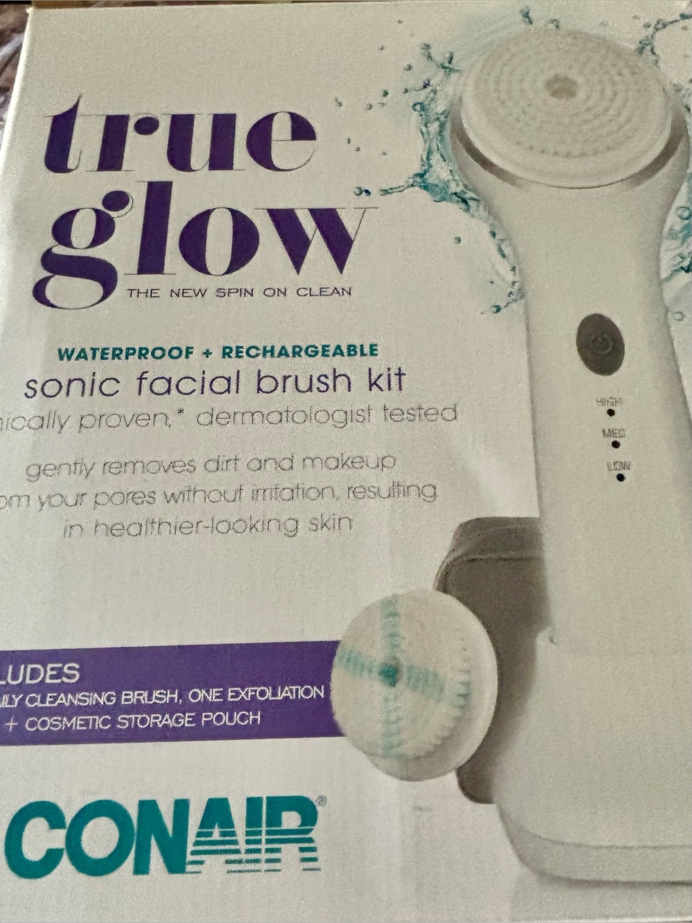 True Glow Sonic Facial Brush Kit – White and Teal  Brand new , original box